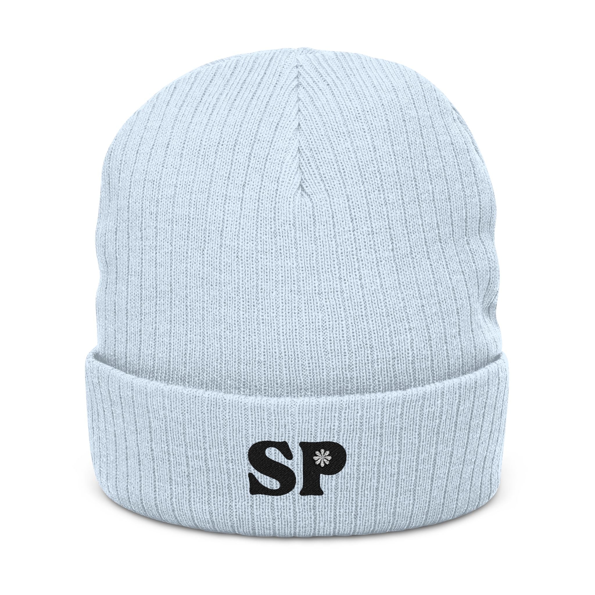 Embroidered Ribbed Beanie — SP Logo Knit Hat