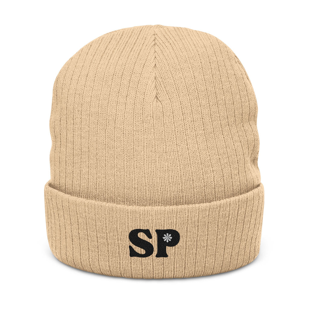 Embroidered Ribbed Beanie — SP Logo Knit Hat