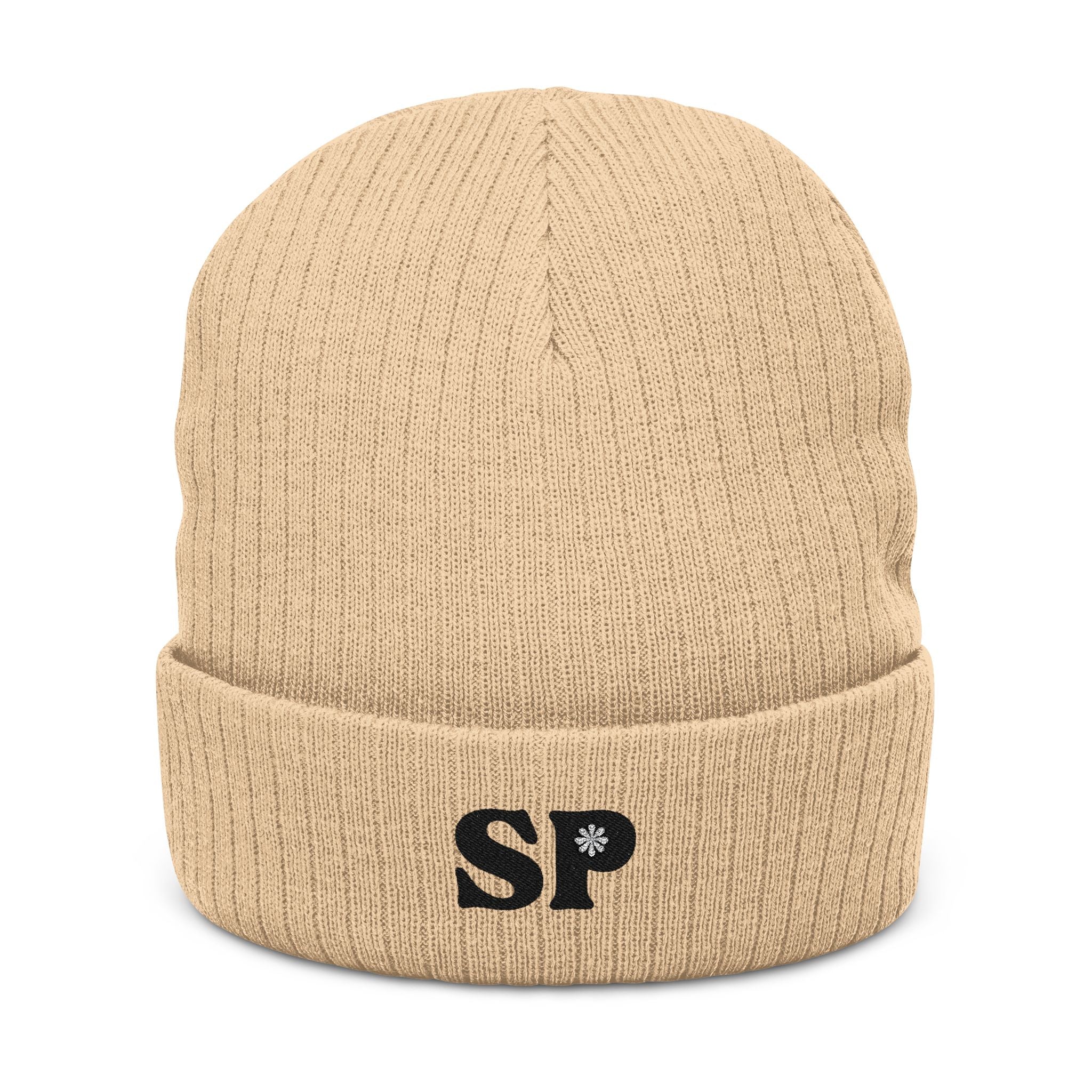 Embroidered Ribbed Beanie — SP Logo Knit Hat