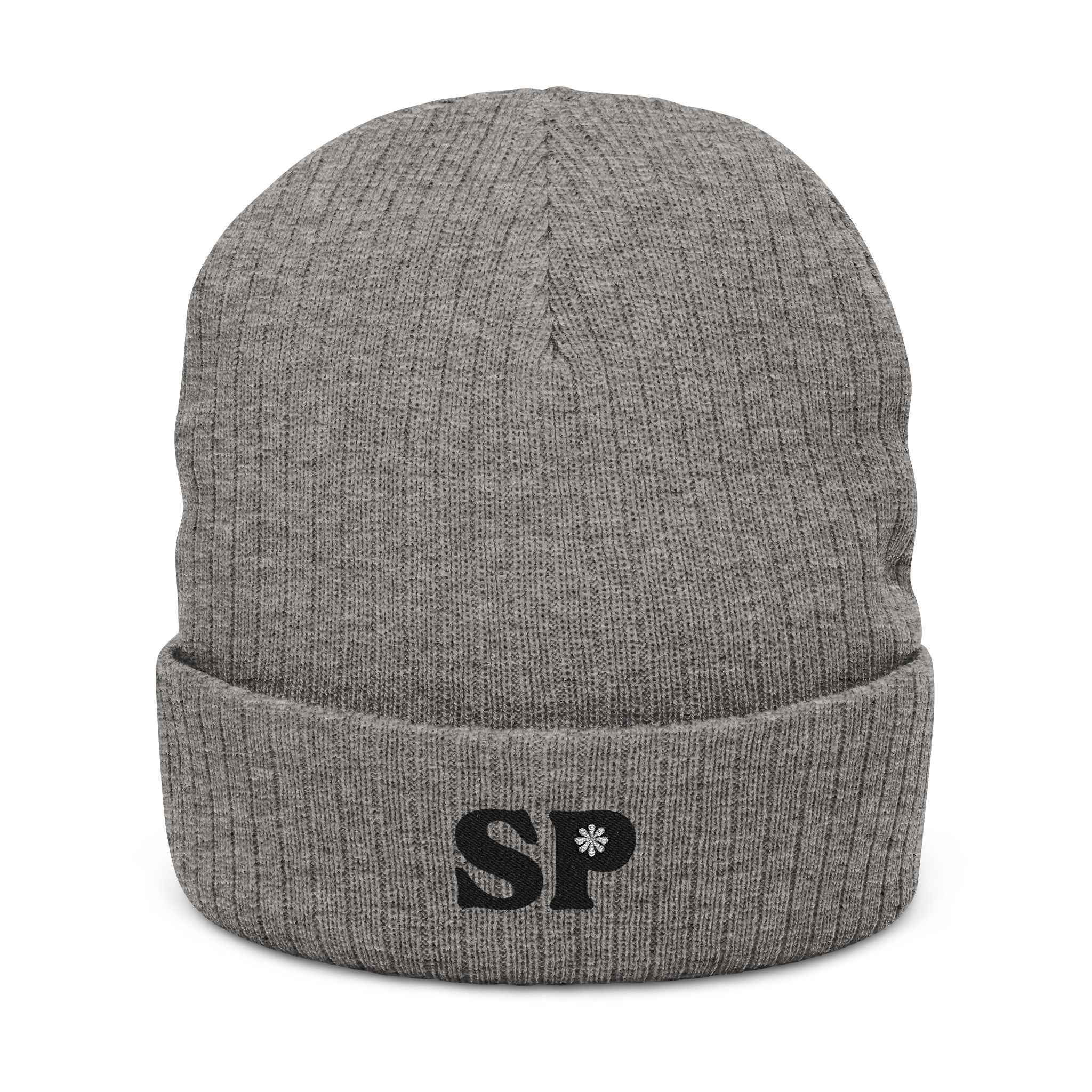 Embroidered Ribbed Beanie — SP Logo Knit Hat