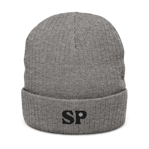 Embroidered Ribbed Beanie — SP Logo Knit Hat